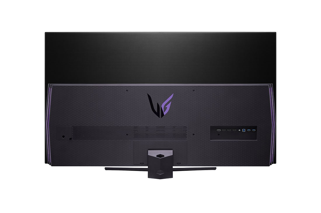 LG 48” UltraGear™ 4K OLED gamingskjerm, visning bakfra med lys på, 48GQ900-B, thumbnail 7