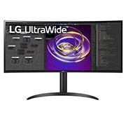 LG 34'' 21:9 Curved UltraWide™ QHD (3440 x 1440) skjerm, pohled zepředu, 34WP85CN-B, thumbnail 1