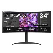 LG 34'' 21:9 Curved UltraWide™ QHD (3440 x 1440)-skjerm, visning forfra, 34WQ75C-B, thumbnail 1