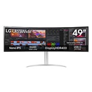 LG UltraWide Dual QHD Skjerm, visning forfra, 49WQ95C-W, thumbnail 1
