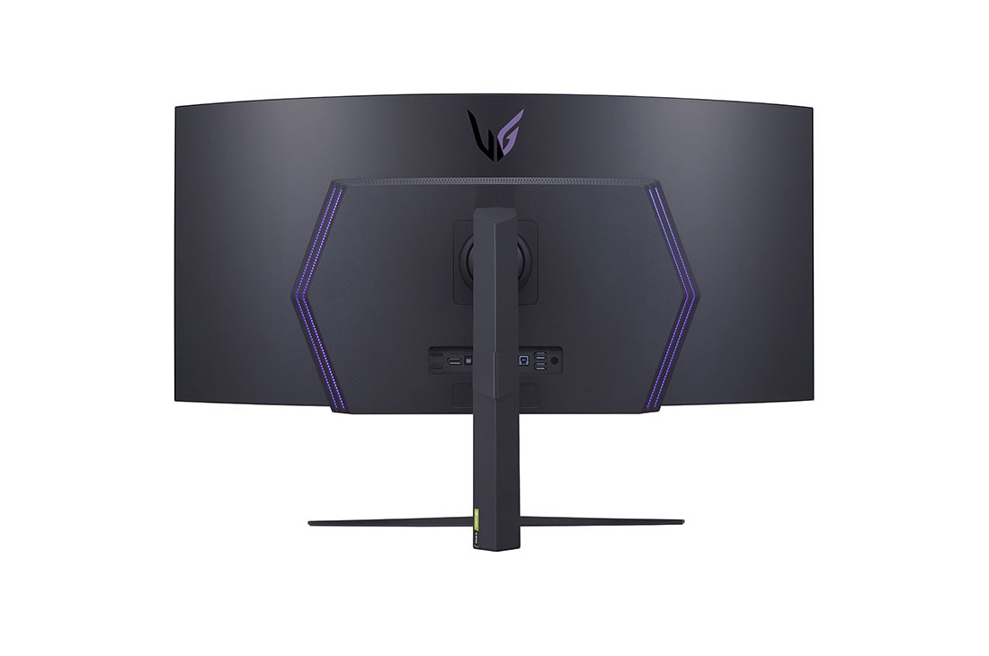 LG 45'' UltraGear™ 21:9 WQHD kurvet <br>OLED-skjerm med blendefri og lavrefleks og 240 Hz, visning bakfra med lys på, 45GR95QE-B, thumbnail 7