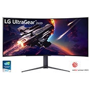 LG 45'' UltraGear™ 21:9 WQHD kurvet <br>OLED-skjerm med blendefri og lavrefleks og 240 Hz, visning forfra, 45GR95QE-B, thumbnail 1
