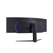 LG 49” UltraGear™ 32:9 buet dobbel QHD-gamingskjerm med 240&nbsp;Hz oppdateringsfrekvens, visning bakfra i perspektiv med lys på, 49GR85DC-B, thumbnail 10