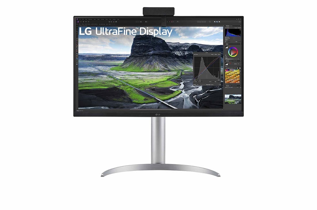 LG 27” UHD 4K Nano IPS svart skjerm med automatisk selvkalibrering, visning forfra med kalibrator, 27UQ85R-W, thumbnail 9