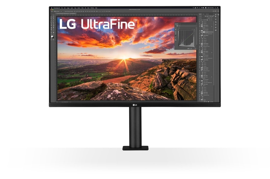 LG 31,5 “ UHD 4K Ergo IPS-skjerm med USB type C™, Framifrån Monitorarm På Mitten, 32UN880P-B, thumbnail 2