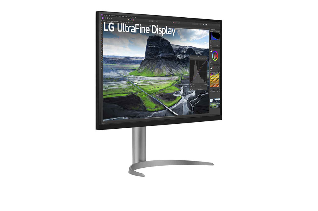 LG 31,5'' UHD 4K Nano IPS Black-skjermen med automatisk selvkalibrering, visning i perspektiv, 32UQ85R-W, thumbnail 4