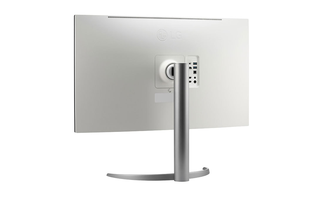 LG 31,5'' UHD 4K Nano IPS Black-skjermen med automatisk selvkalibrering, visning sett bakfra, 32UQ85R-W, thumbnail 6
