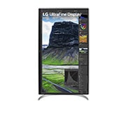 LG 31,5'' UHD 4K Nano IPS Black-skjermen med automatisk selvkalibrering, visningen forfra av skjermen som svinger 90 grader i stående visning, 32UQ85R-W, thumbnail 12