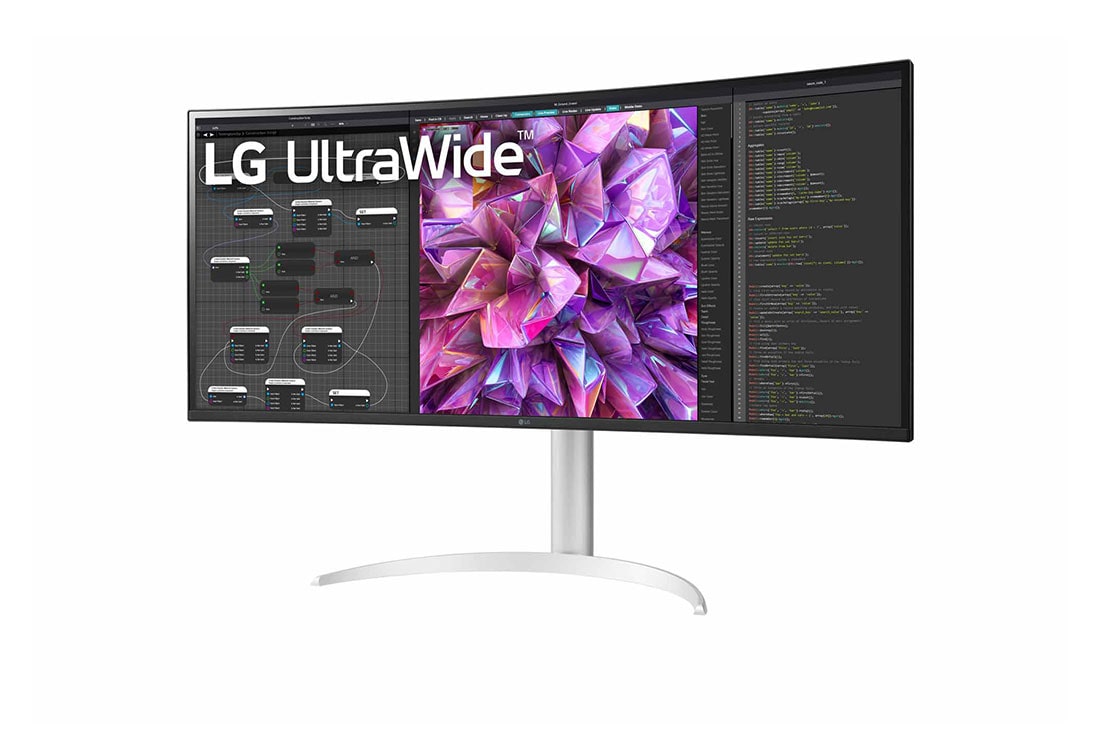LG 37,5'' 21:9 Curved UltraWide™ QHD+(3840x1600)-skjerm, -15 graders visning fra siden, 38WQ75C-W, thumbnail 2