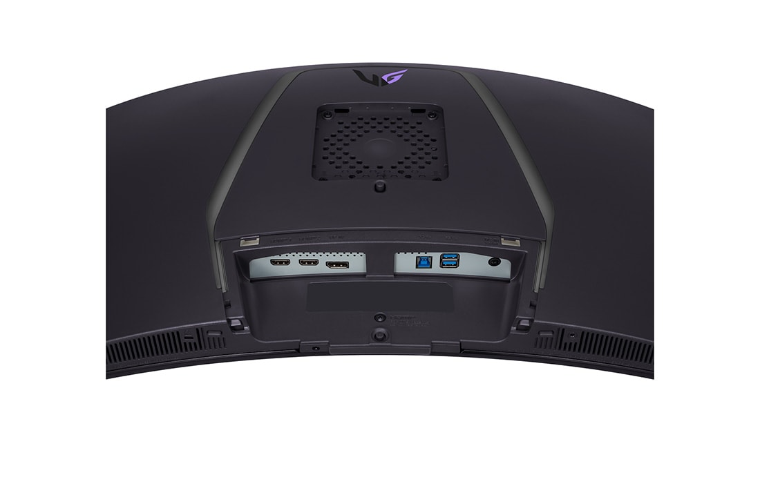 LG 39'' UltraGear™ OLED helt ny 800R buet spillskjerm | 21:9 Ultra-WQHD 240 Hz, 0,03 ms (GtG), DisplayHDR True Black 400, nærbilde av innganger, 39GS95QE-B, thumbnail 11