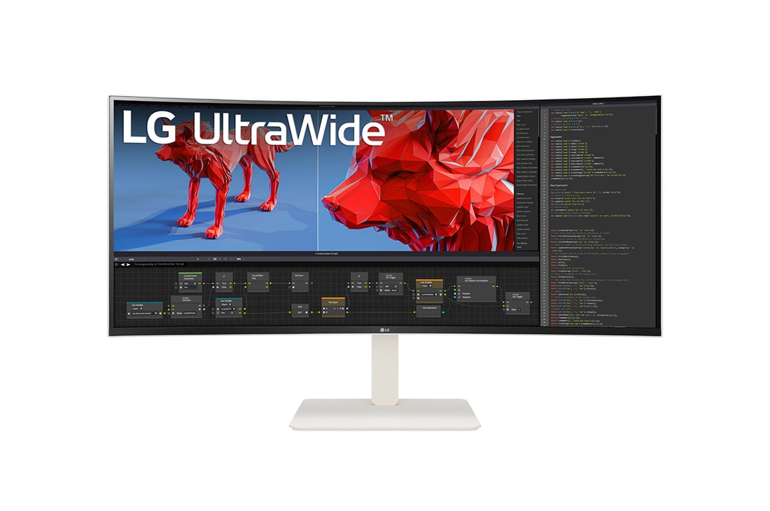LG 38'' UltraWide™ QHD+ (3840x1600) buet skjerm, visning forfra, 38WR85QC-W