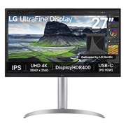 LG 27'' UHD 4K IPS-skjerm med kontrastforhold på 2000:1, visning forfra, 27UQ850V-W, thumbnail 1