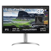 LG 32'' UHD 4K IPS-skjerm med kontrastforhold på 2000:1, visning forfra, 32UQ850V-W, thumbnail 1