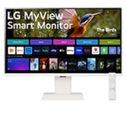 LG MyView 32'' 4K UHD IPS smartskjerm med webOS, visning forfra med webkamera og fjernkontroll, 32SR83U-W, thumbnail 1