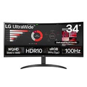 LG 34'' UltraWide QHD buet skjerm, visning forfra, 34WR50QK-B, thumbnail 1