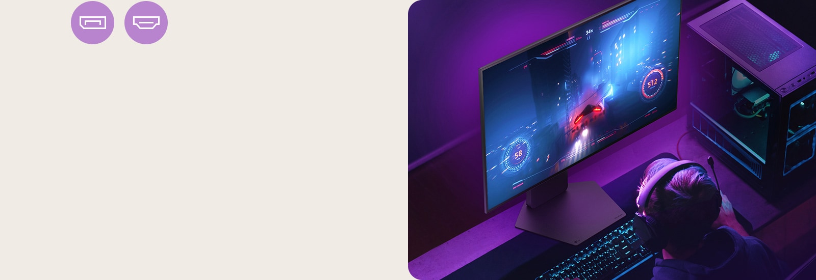 Gamere kan glede seg over spill med oppdateringsfrekvens på 240 Hz, støttet av DP 1.4 eller HDMI 2.1.