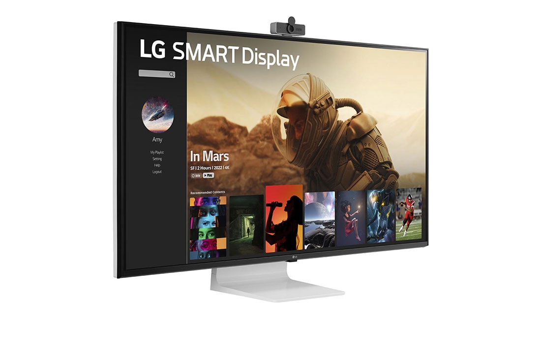 LG 43'' 4K UHD IPS Smart-skjerm med webOS, +30 graders visning fra siden med avtakbart Full HD-webkamera, 43SQ700S-W, thumbnail 7