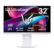 LG UltraGear™ 32-tommers 144 Hz UHD 4K KI Smart spillskjerm | 1 ms (GtG), webOS, visning forfra, 32G810SA-W, thumbnail 1