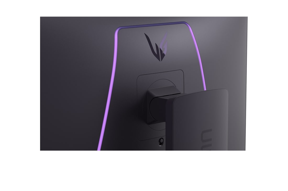 LG UltraGear™ 27-tommers 240 Hz UHD 4K Nano IPS Black spillskjerm | 1 ms (GtG), DP 2.1, DisplayHDR 600, nærbilde bakfra av skjermen med opplyste LED-detaljer, 27G850A-B, thumbnail 15