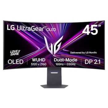 LG UltraGear™ 45-inch OLED Dual-Mode 5K2K Gaming Monitor | 0.03ms (GtG), Rich Bass (10Wx2), DisplayHDR True Black 400, DP 2.1 & USB-C