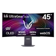 LG UltraGear™ 45-tommers OLED 240 Hz WQHD buet smart gamingskjerm | webOS, 0.03 ms (GtG), 240 Hz, DisplayHDR True Black 400, visning forfra, 45GX90SA-B, thumbnail 1