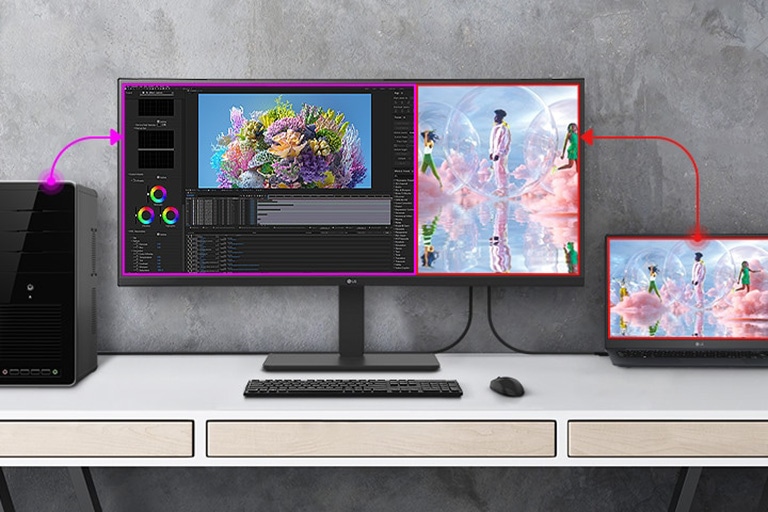Den doble kontrolleren hjelper deg med å arbeide gjennom en enkelt skjerm med to datamaskiner og overføre filer til hver datamaskin.	