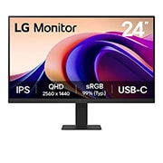 LG 23,8” QHD IPS-skjerm med USB-C, front view, 24U631A-B, thumbnail 1