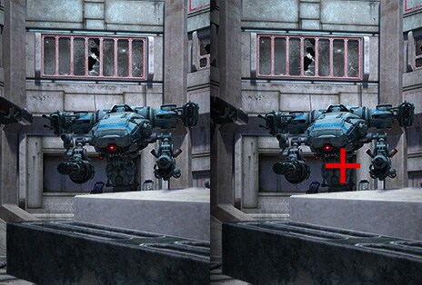 Bildet viser at målpunktet er festet i midten for å forbedre skytenøyaktigheten.