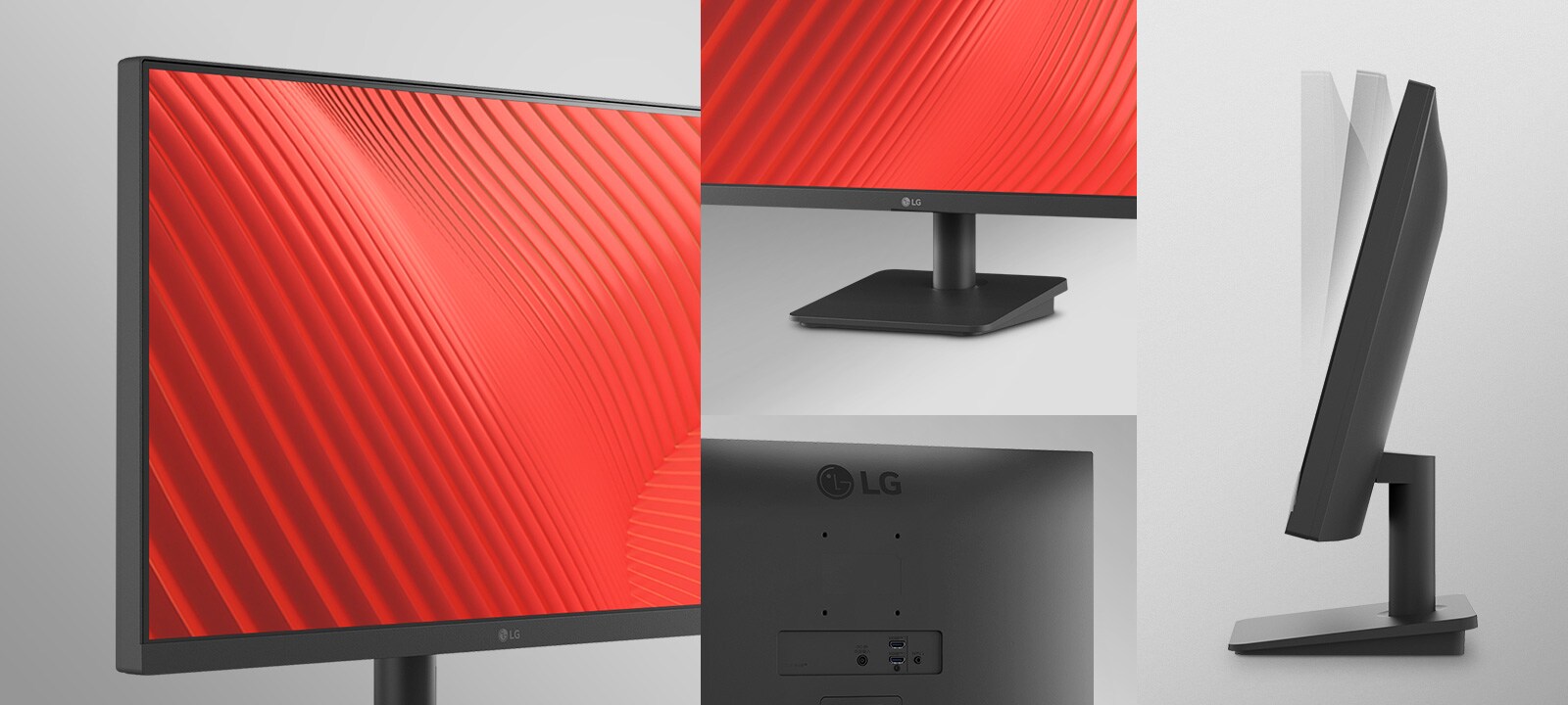 Denne skjermen har smale kanter på tre sider, som gir deg mulighet til å skape et godt arbeidsmiljø med enkel vinkeljustering.