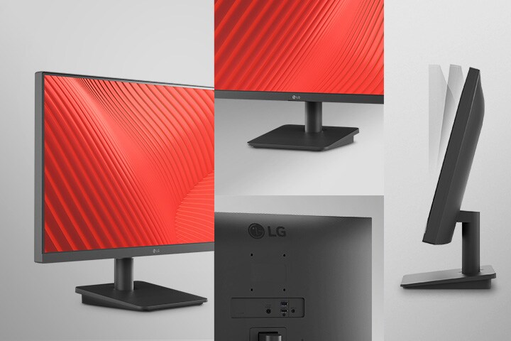 Denne skjermen har smale kanter på tre sider, som gir deg mulighet til å skape et godt arbeidsmiljø med enkel vinkeljustering.