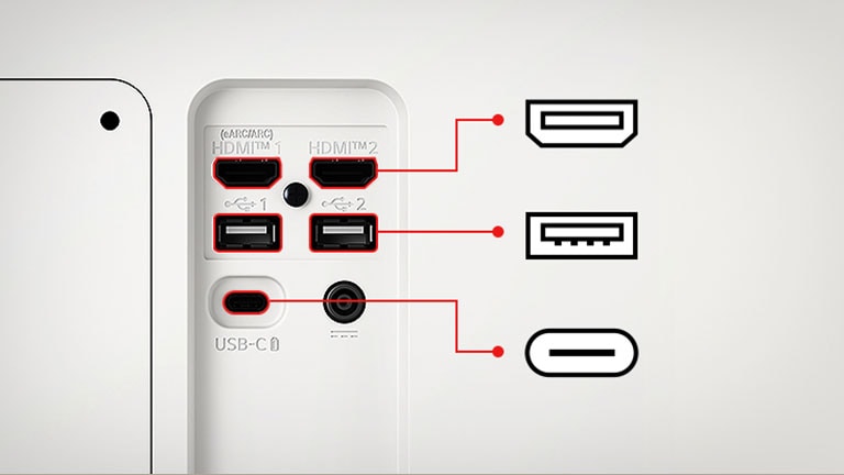 LG Smart Monitor tilbyr to USB- og to HDMI-porter.