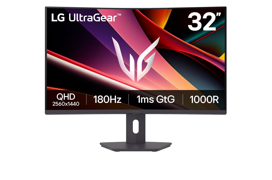 LG 32'' UltraGear™ QHD 180 Hz 1 ms GtG buet spillskjerm, visning forfra, 32G600A-B