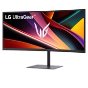LG 34'' UltraGear™ 240 Hz WQHD gamingskjerm | DCI-P3 95 % (typ.), VESA DisplayHDR™ 400, 1 ms (GtG), USB-C (PD 15 W), skrå visning forfra fra venstre, 34G630A-B, thumbnail 2