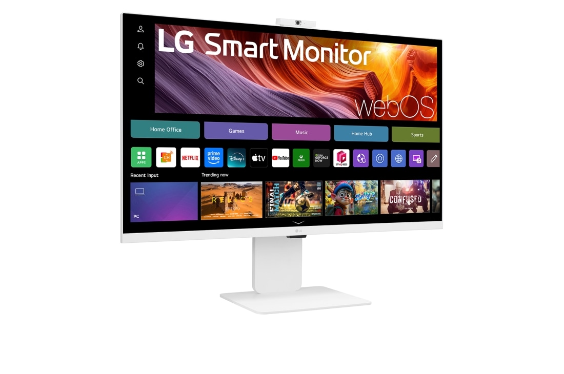 LG 31,5'' Smart Monitor 4K UHD IPS for strømming med webOS, +15 graders visning fra siden med webkamera, 32U850SA-W, thumbnail 8