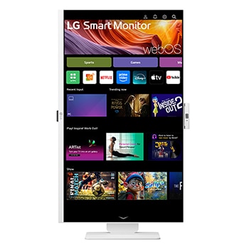 LG 31,5'' Smart Monitor 4K UHD IPS for strømming med webOS, visning forfra i stående modus med webkamera, 32U850SA-W, thumbnail 16