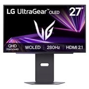 LG 27'' UltraGear™ QHD-spillmonitor med OLED-teknologi av 4. generasjon og 280 Hz oppdateringsfrekvens │ VESA DisplayHDR™ True Black 500, visning forfra, 27GX700A-B, thumbnail 1