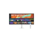 LG 34'' Smart Monitor WQHD buet skjerm for strømming med webOS, Pohľad spredu s diaľkovým ovládačom, 34U601SA-W, thumbnail 14