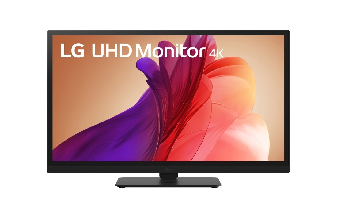 LG 27'' UHD 4K BA45U | 3840 x 2160 | HDR10 | IPS skjerm, visning forfra med lav høyde, 27BA45U-B, thumbnail 4