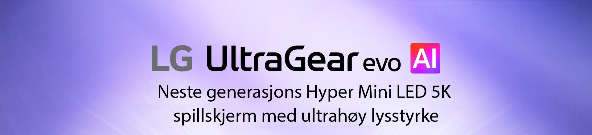 UltraGear™ evo AI-logo i et futuristisk rom med neonlys.