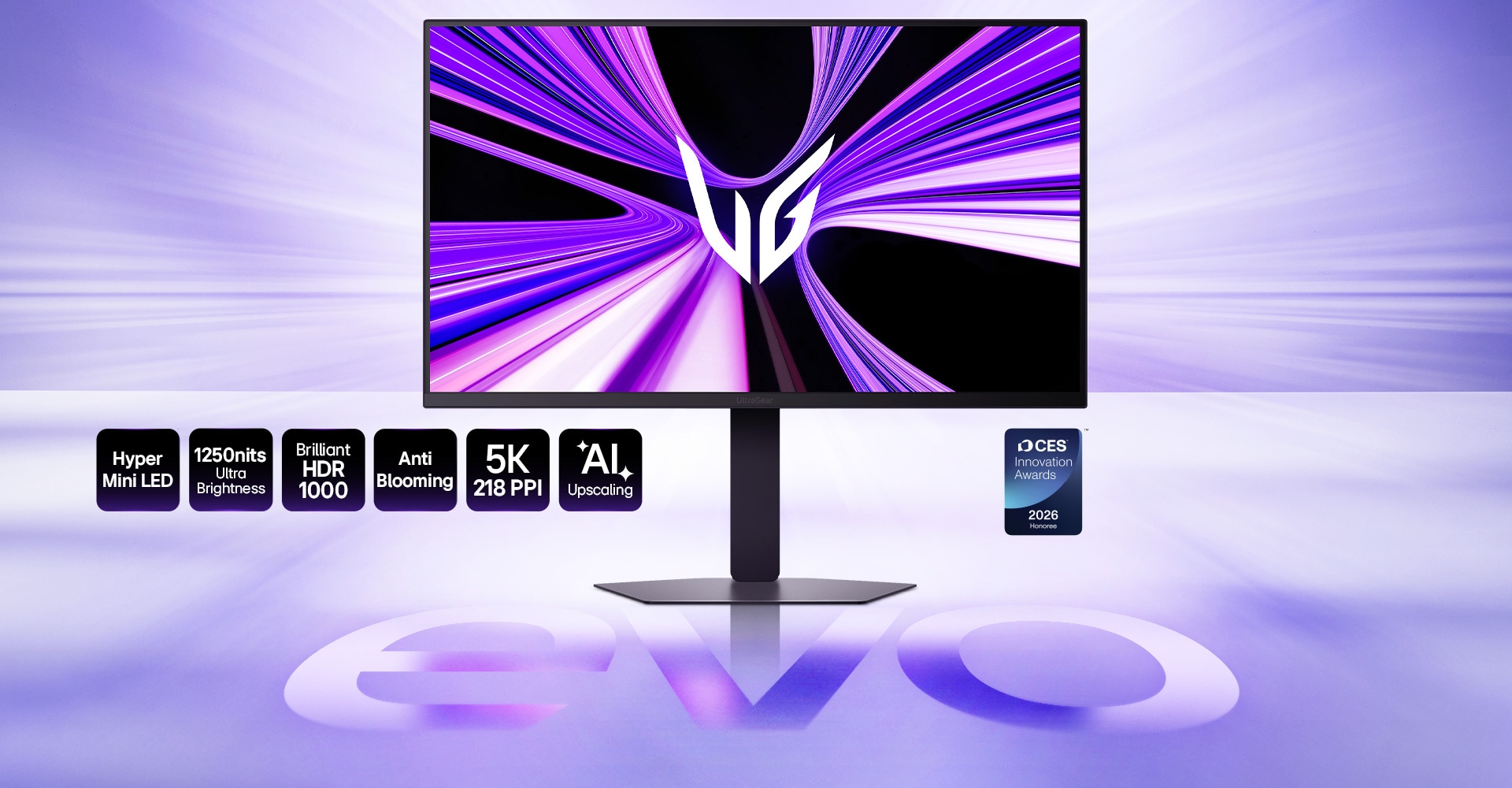 27 tommers UltraGear evo GM9, Hyper Mini LED 5K spillskjerm (27GM950B) med ultrahøy lysstyrke