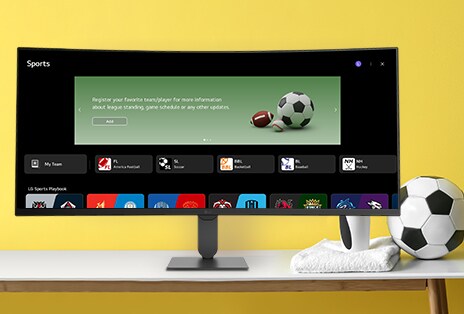 LG Smart Monitor-skjermen viser ulike LG sportsskjermer.