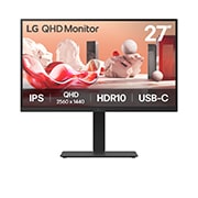 LG 27'' QHD BA75Q | 2560 x 1440 | 100Hz | IPS skjerm, LG 27BA75QB-T, 27" QHD IPS-skjerm, 2560x1440-oppløsning, HDR10, sRGB 99 %, 100Hz – smidig ytelse for alle dine favorittprogrammer for økt produktivitet., 27BA75QB-T, thumbnail 1