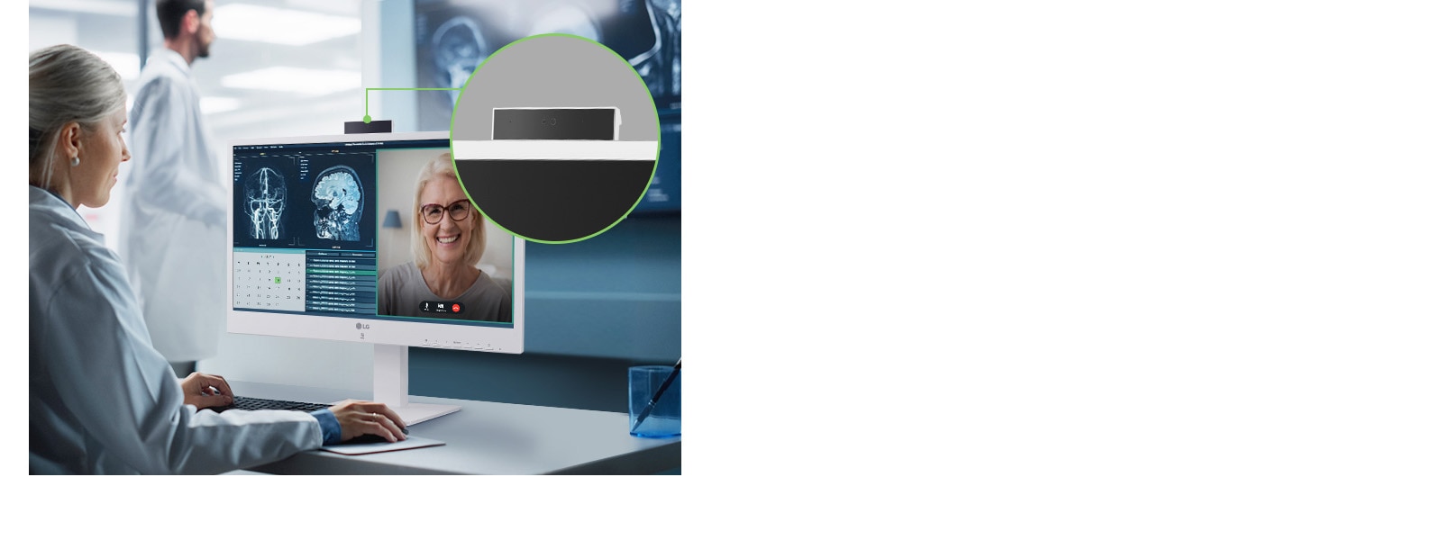 Det innebygde Full HD-webkameraet av push-pull-typen med levende og klar bildevisning støtter medisinsk fjernbehandling og videokonferanser.