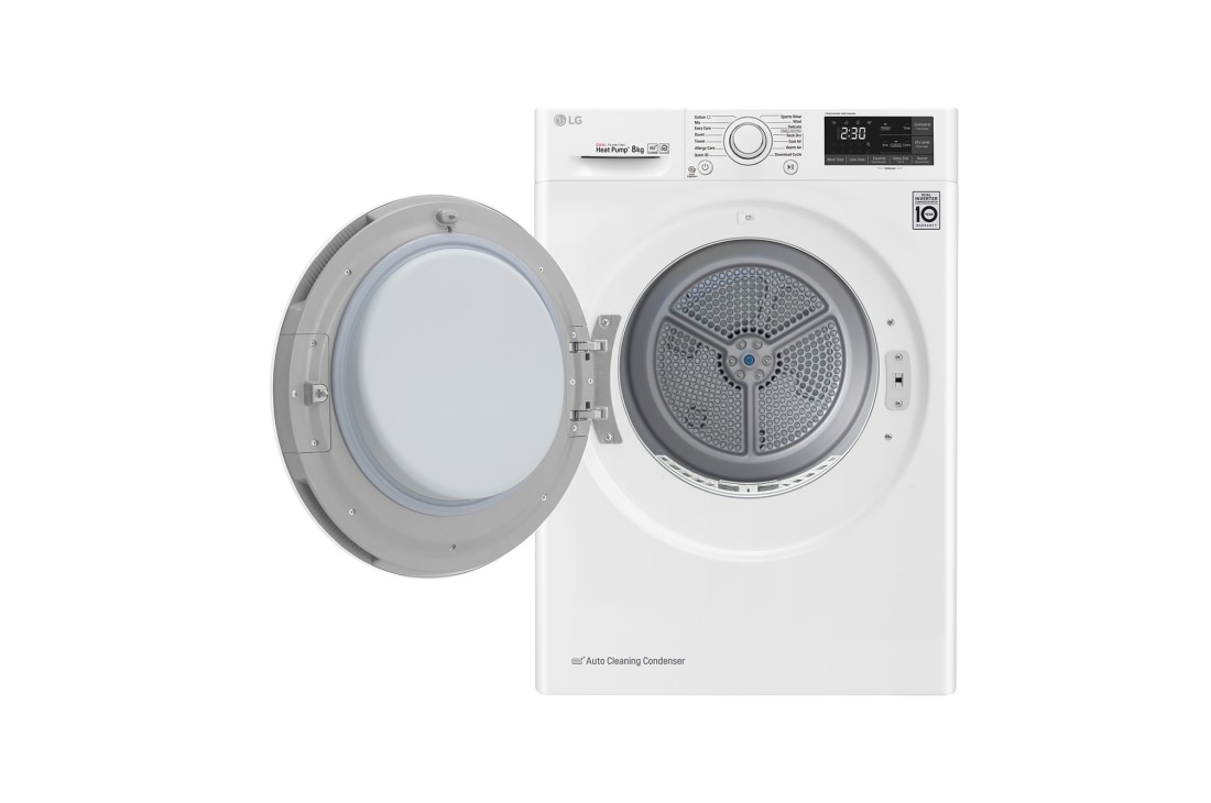 LG 8-kg DUAL Inverter Heat Pump™ Tørketrommel med Eco Hybrid™og Varmepumpeteknologi , RC80U2AV0W, thumbnail 2