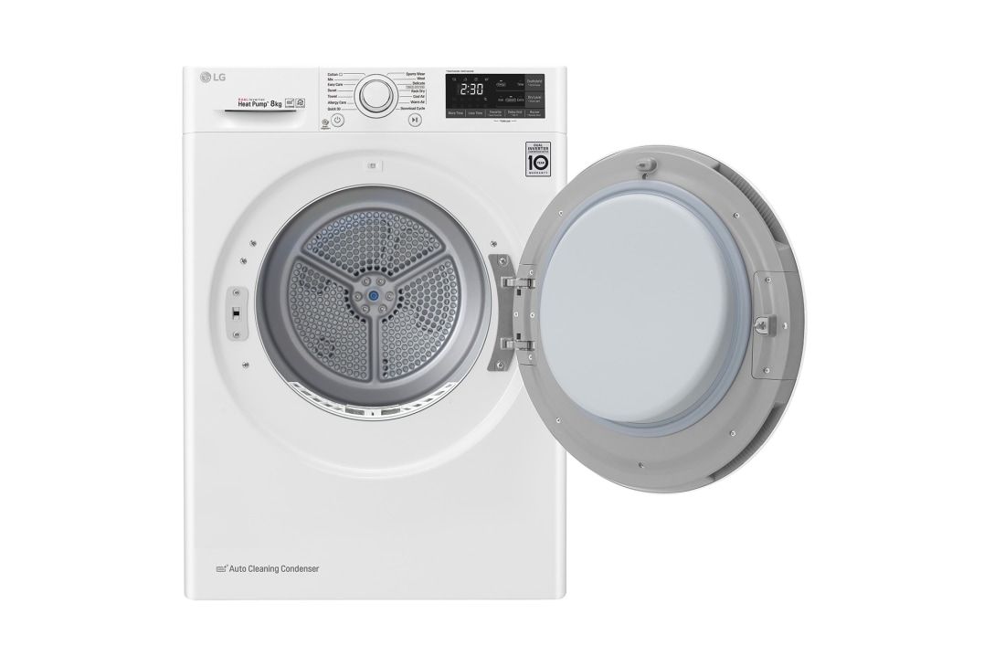 LG 8-kg DUAL Inverter Heat Pump™ Tørketrommel med Eco Hybrid™og Varmepumpeteknologi , RC80U2AV0W, thumbnail 3