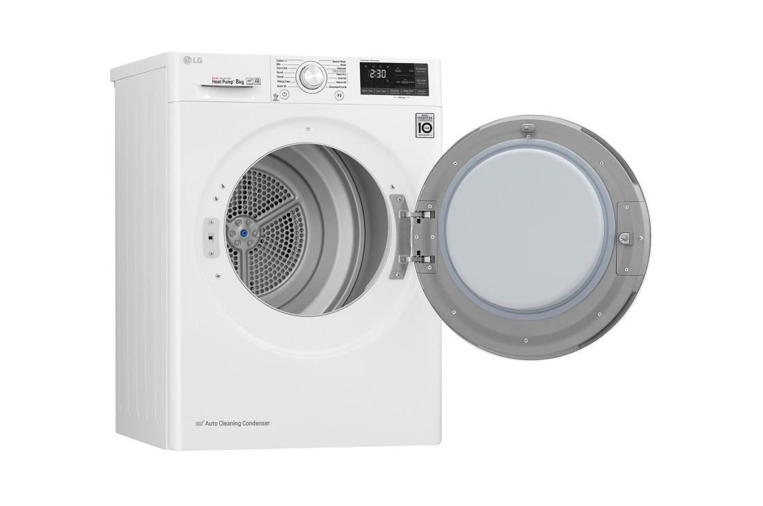 LG 8-kg DUAL Inverter Heat Pump™ Tørketrommel med Eco Hybrid™og Varmepumpeteknologi , RC80U2AV0W, thumbnail 4