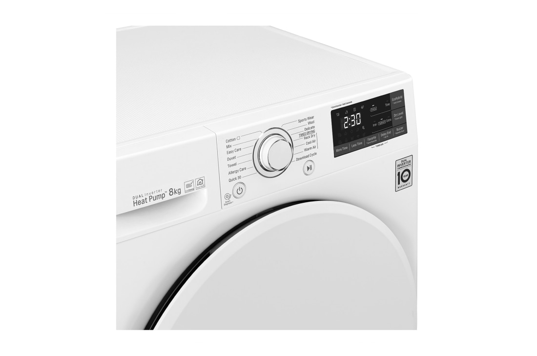 LG 8-kg DUAL Inverter Heat Pump™ Tørketrommel med Eco Hybrid™og Varmepumpeteknologi , RC80U2AV0W, thumbnail 12