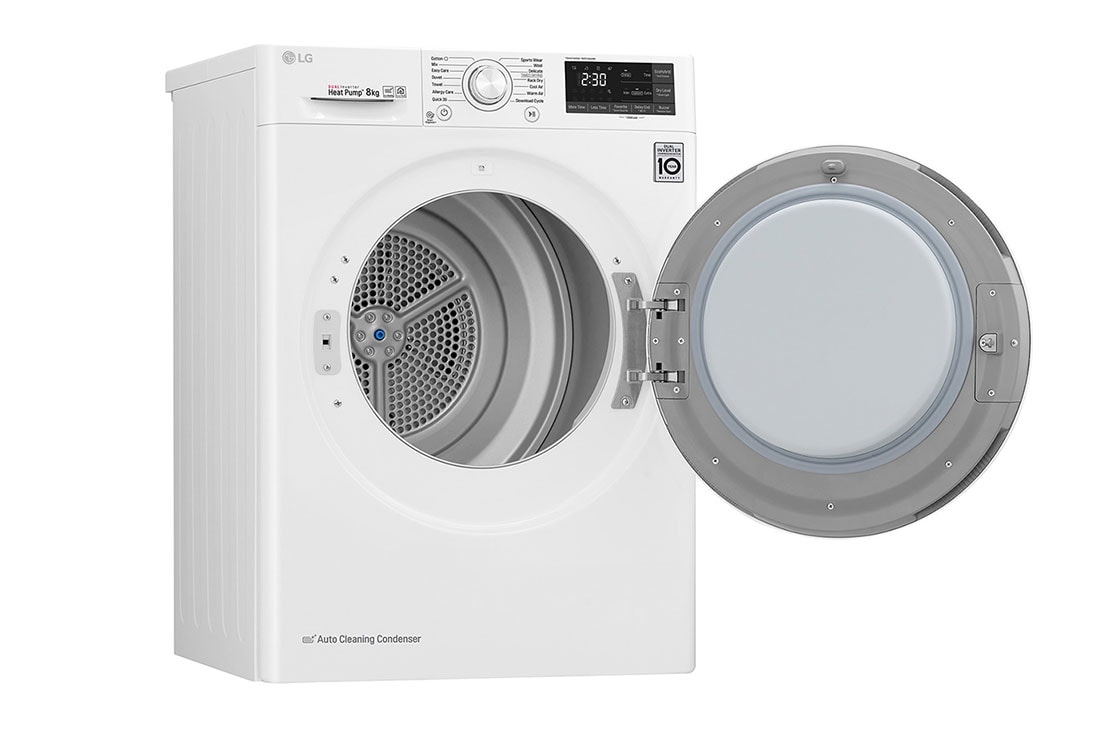 LG 8-kg DUAL Inverter Heat Pump™ Tørketrommel med Eco Hybrid™og Varmepumpeteknologi , FDRC308N0W9, thumbnail 12