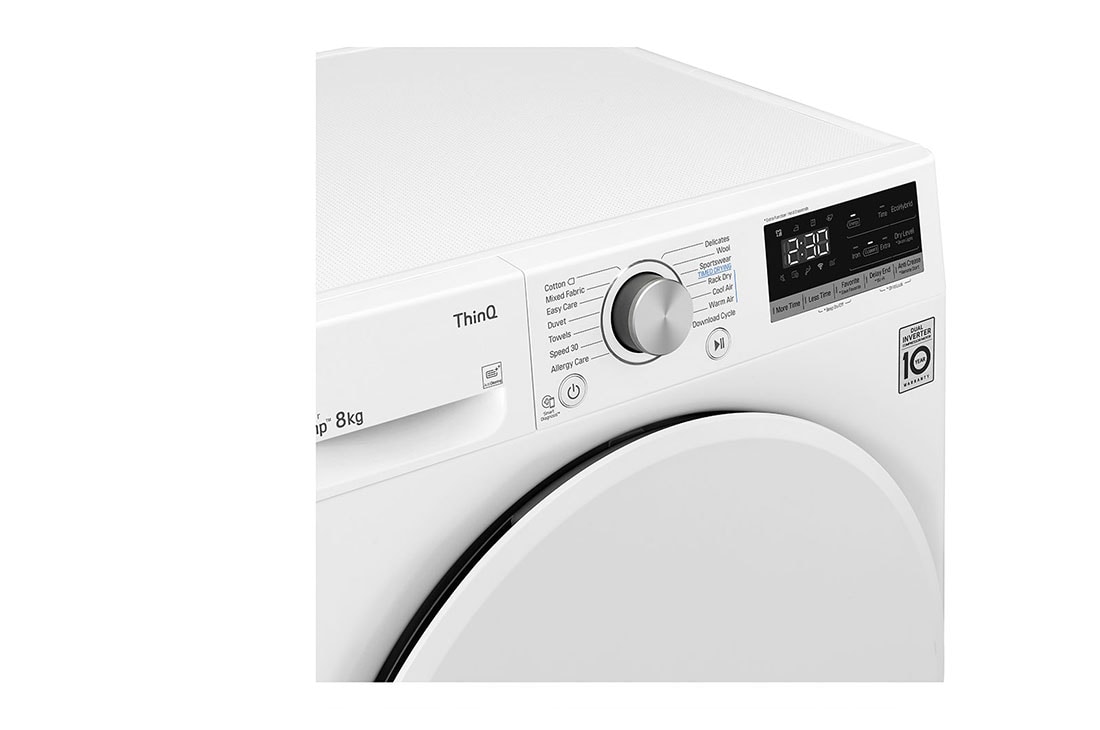 LG 8-kg DUAL Inverter Heat Pump™ Tørketrommel med Eco Hybrid™og Varmepumpeteknologi, F0RV308N1WD, thumbnail 5