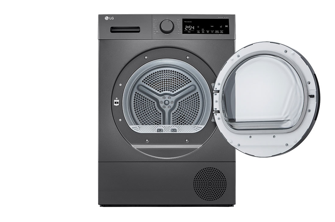 LG  8kg, A++ Tørketrommel med varmepumpeteknologi, front door open, RH80T2SP7RM, thumbnail 2